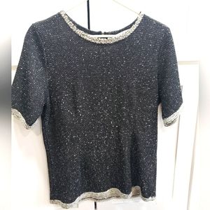 CAbi Coco Shell Tweed Short Sleeve Top Style #542